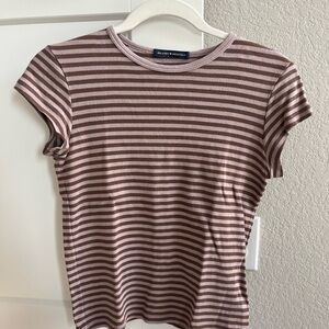 Brandy Melville Mauve and Chocolate Striped Tee